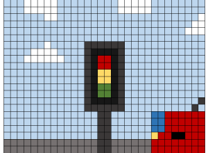 Pixelart "Bezpiecznie na drodze"