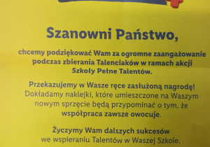 Podziękowanie za udział w akcji