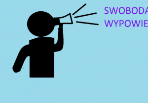 Ikona człowieka z megafonem. Napis: Swoboda wypowiedzi.