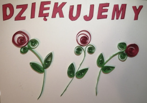 Kwiaty i napis "Dziękujemy".