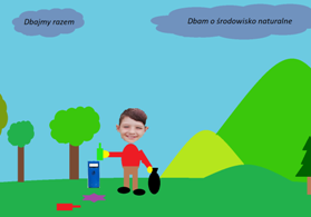 Praca wykona na komputerze przedstawia dwa ekopostanowienia: Dbajmy razem i Dbam o środowisko naturalne.