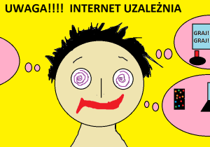 Uwaga! Internet uzależnia - człowiek ze spiralami w oczach