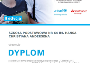 Dyplom za udział w akcji "TO(działa)MY!"
