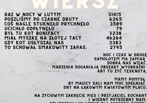 Napis WIERSZ oraz tekst dwóch wierszy