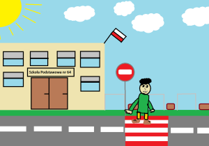 Uczeń prawidłowo, w wyznaczonym miejscu przechodzi prze jezdnię