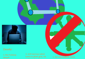 Kula ziemska a pod nią wypisane w punktach zasady bezpiecznego internetu