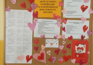 Tablica Samorządu Uczniowskiego na drugim piętrze