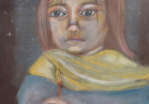 "Dziewczynka z zapałkami" (praca rysunkowa – tempera)