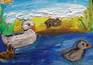 "Brzydkie kaczątko" (praca malarska - akryl)