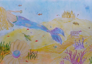 "Mała Syrenka" (praca rysunkowa – sucha tempera)