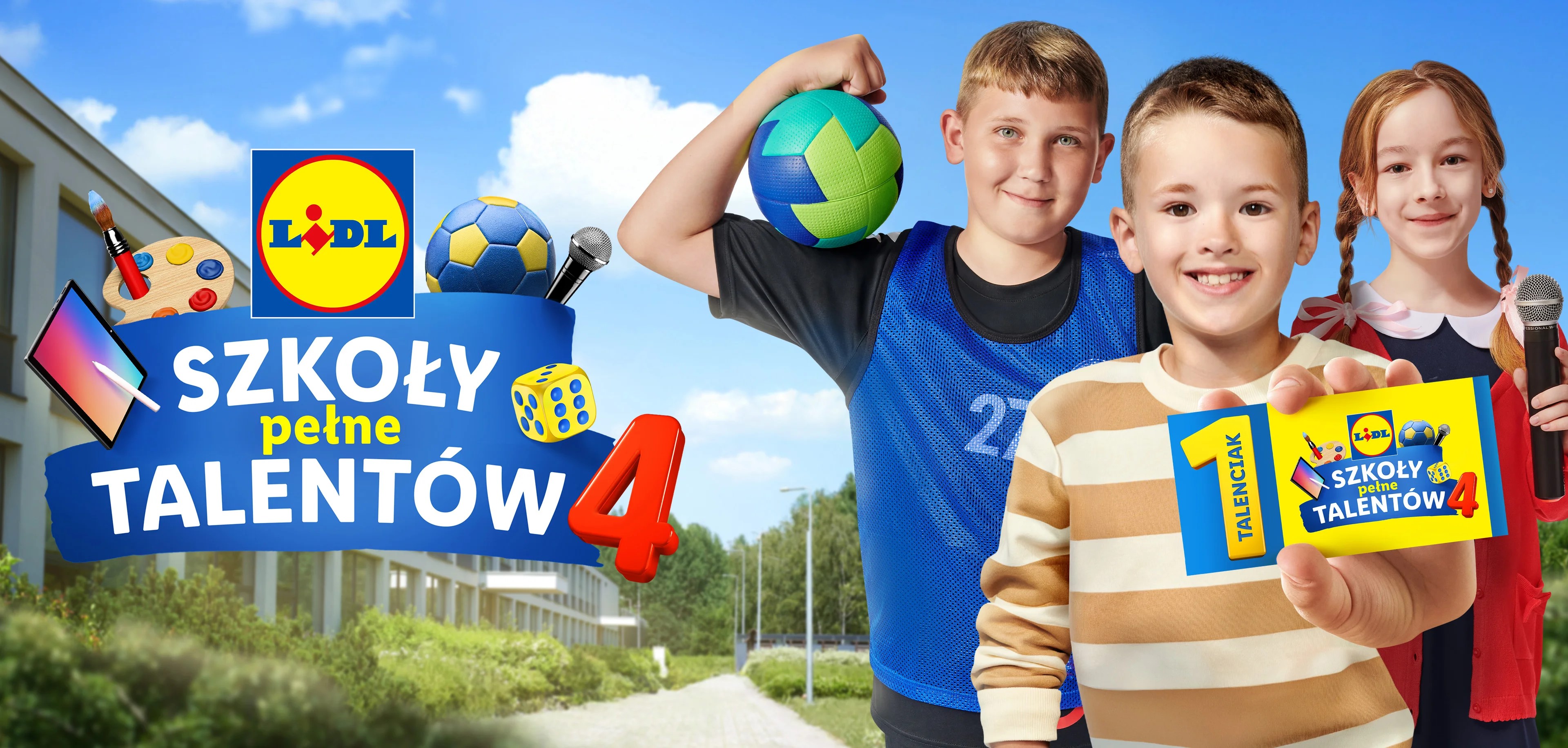 Plakat promujący akcję Lidla "Szkoły pełne talentów"