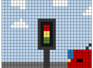 Pixelart "Bezpiecznie na drodze"