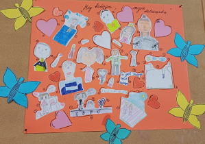 Wystawa prac uczestników świetlicy "Mój kolega, moja koleżanka" (rysunkowa technika plastyczna)