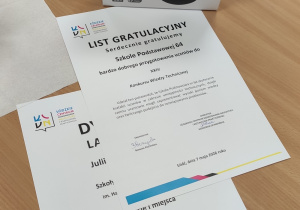 List gratulacyjny dla naszej szkoły