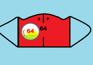 Czerwona maseczka z logo SP 64