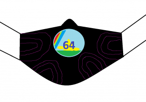 Czarna maska z logo szkoły