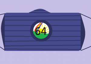Granatowa maska w paski z logo SP 64