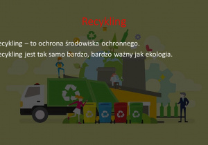 Prezentacja przygotawana przez Natalię - slajd tytułowy dotyczący recyklingu