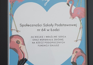 Podziękowanie od Fundacji dla społeczności szkolnej