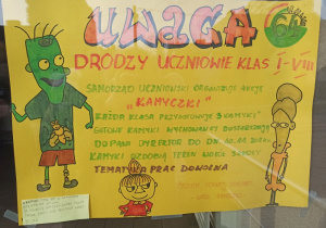 Plakat informujący o akcji "Kamyczki"